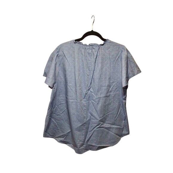 Lane Bryant Blue White Dot Print V-Neck Shirt Womens Short Sleeve Casual Size 16 - Picture 2 of 9